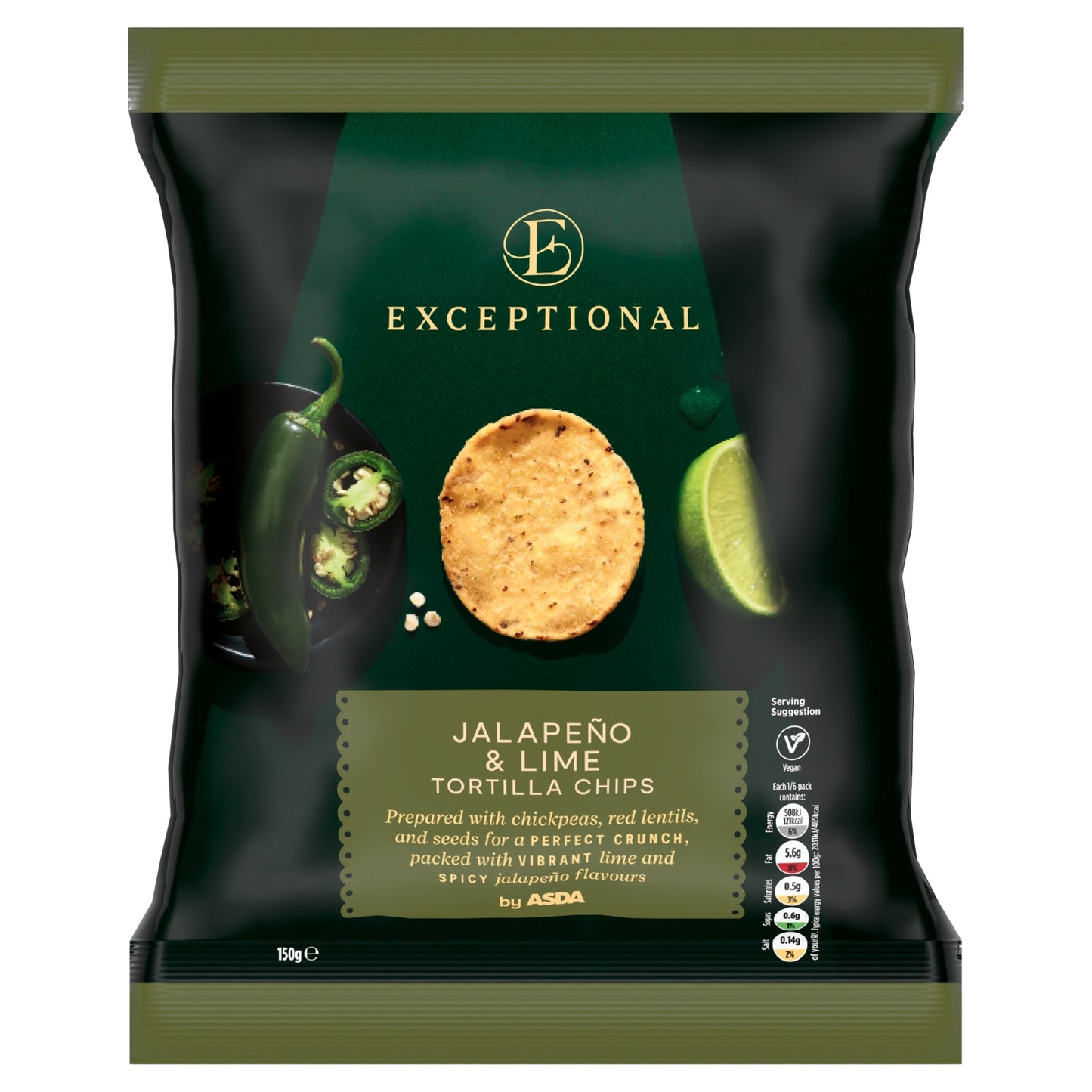 ASDA Exceptional by Jalapeño & Lime Tortilla Chips 150g
