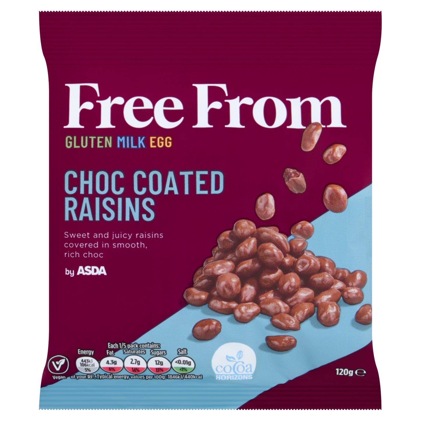 ASDA Free From Free From by Choc Coated Raisins 120g