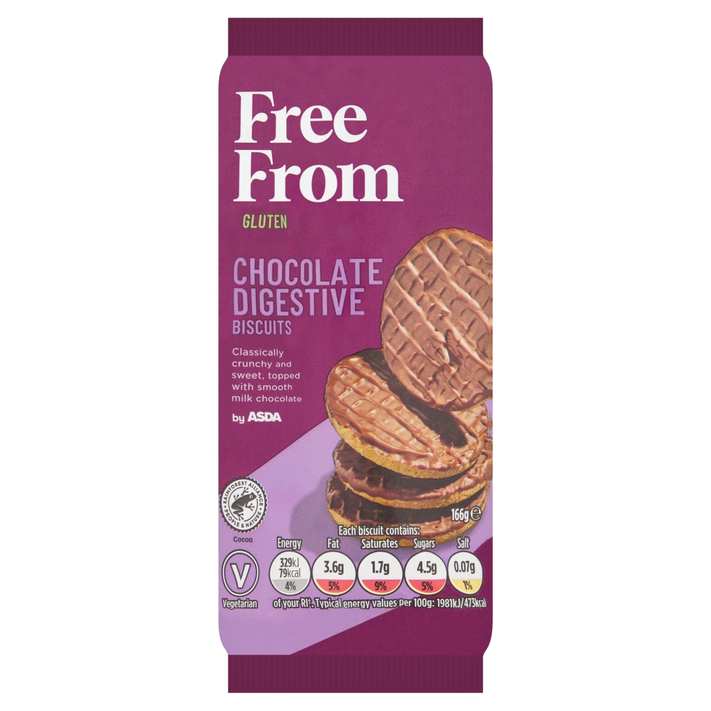Free From by Asda Chocolate Digestive Biscuits 166g