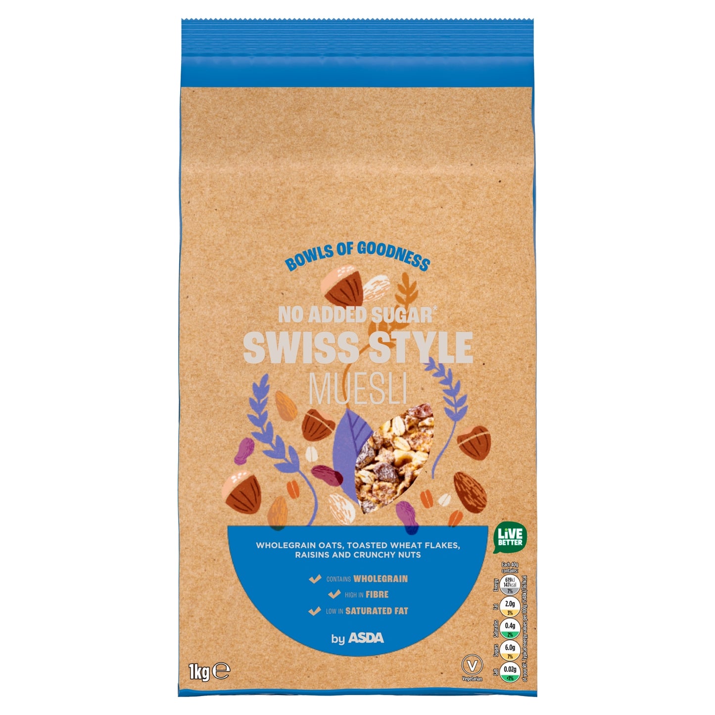 ASDA Swiss Style Muesli No Suger Added 1kg
