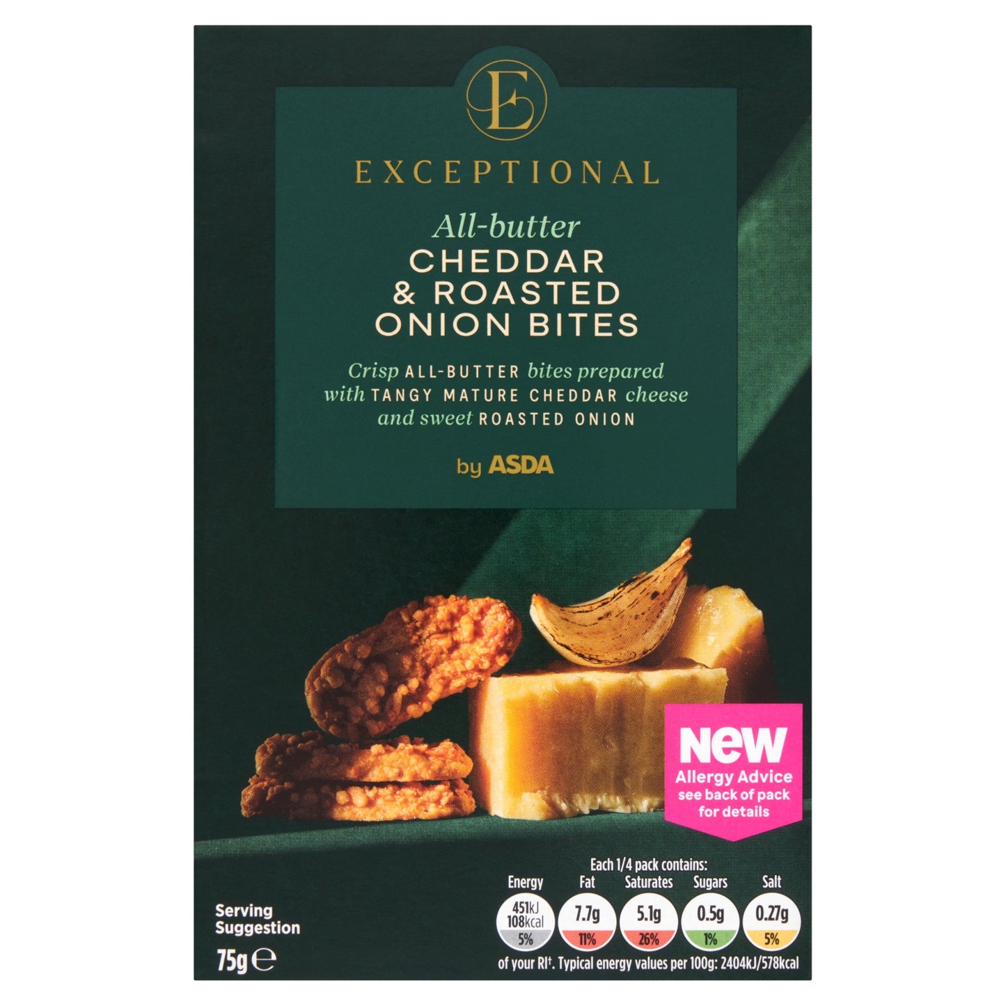 Exceptional By Asda Exceptional by All-Butter Cheddar & Roasted Onion Bites 75g