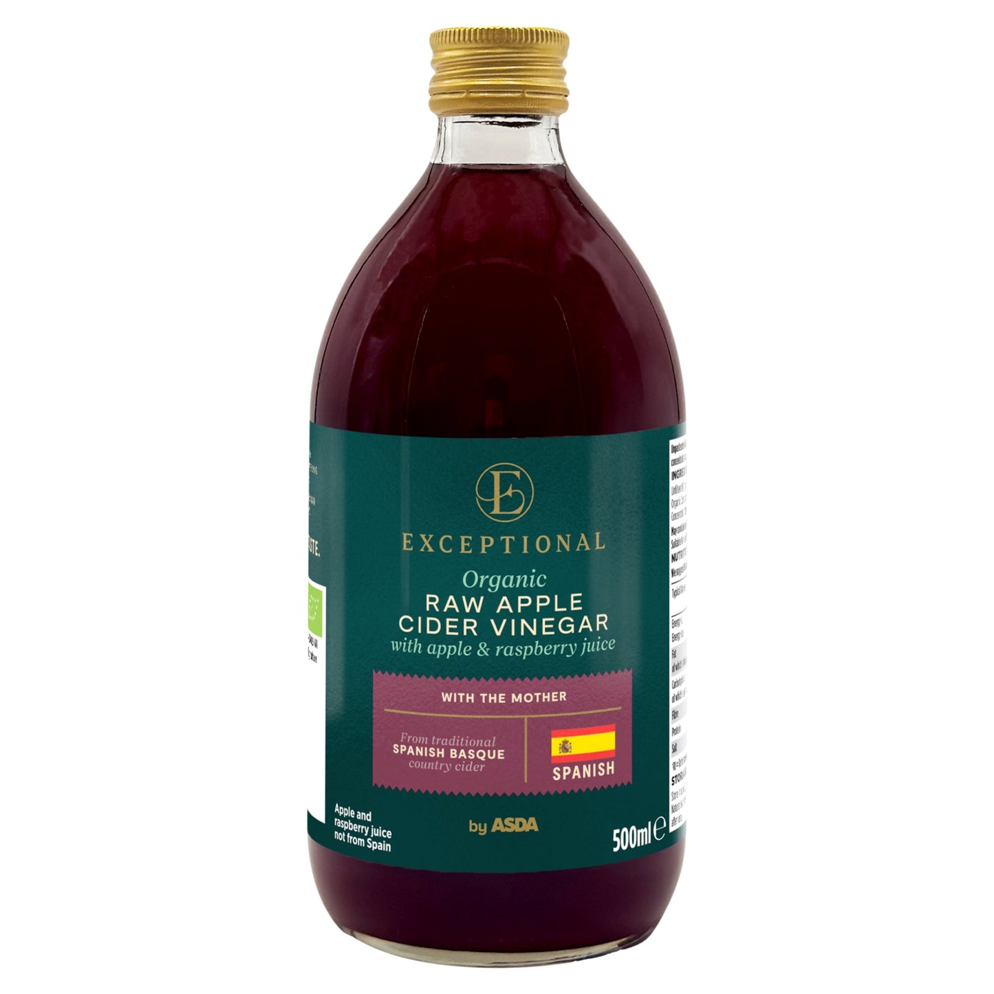 Exceptional by ASDA Exceptional by Organic Raw Apple Cider Vinegar with Apple & Raspberry Juice 500ml