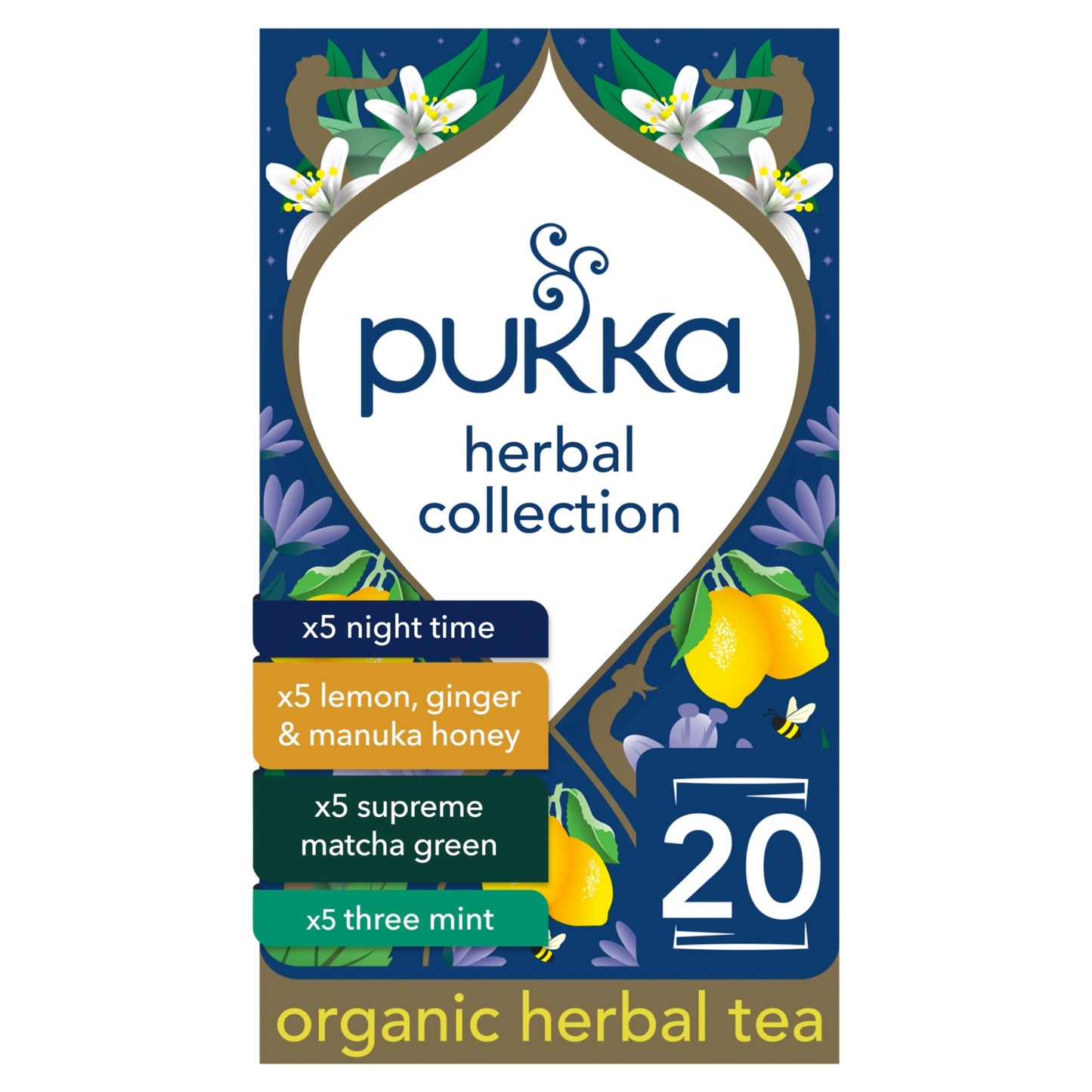 Pukka Organic Herbal Tea Collection, Four Different Flavours 20 Home Compostable Herbal Tea Bags
