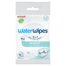 WaterWipes Sensitive+ On The Go Wipes, 3-In-1 Cleans, Cares, Protects, 99.9% Water, Unscented Wet Wipes,10 Count