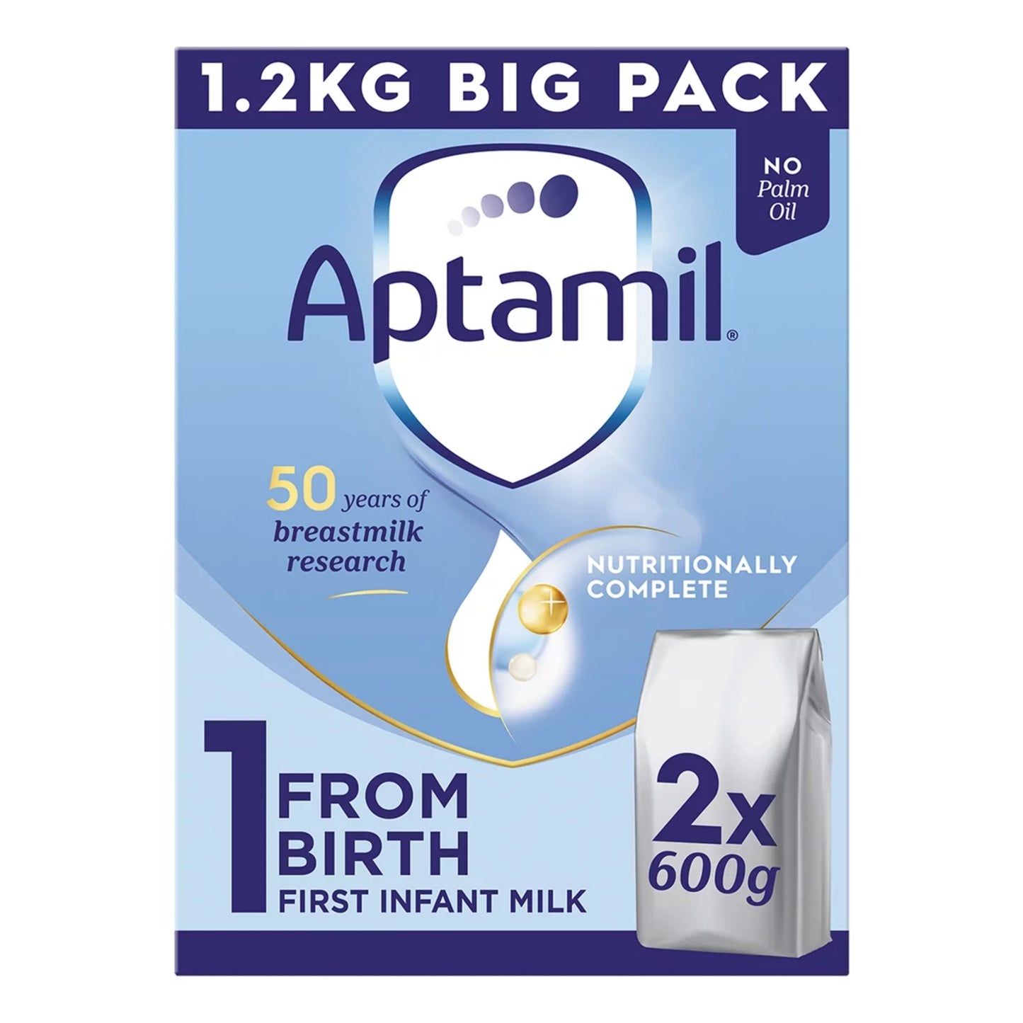 Aptamil 1 First Infant Baby Milk Formula Powder, from Birth, Big Pack, 1.2kg