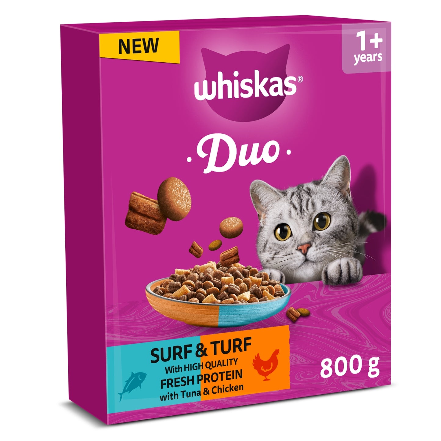 Whiskas WHISKAS 1+ DUO Surf & Turf Dry Cat Food 800g