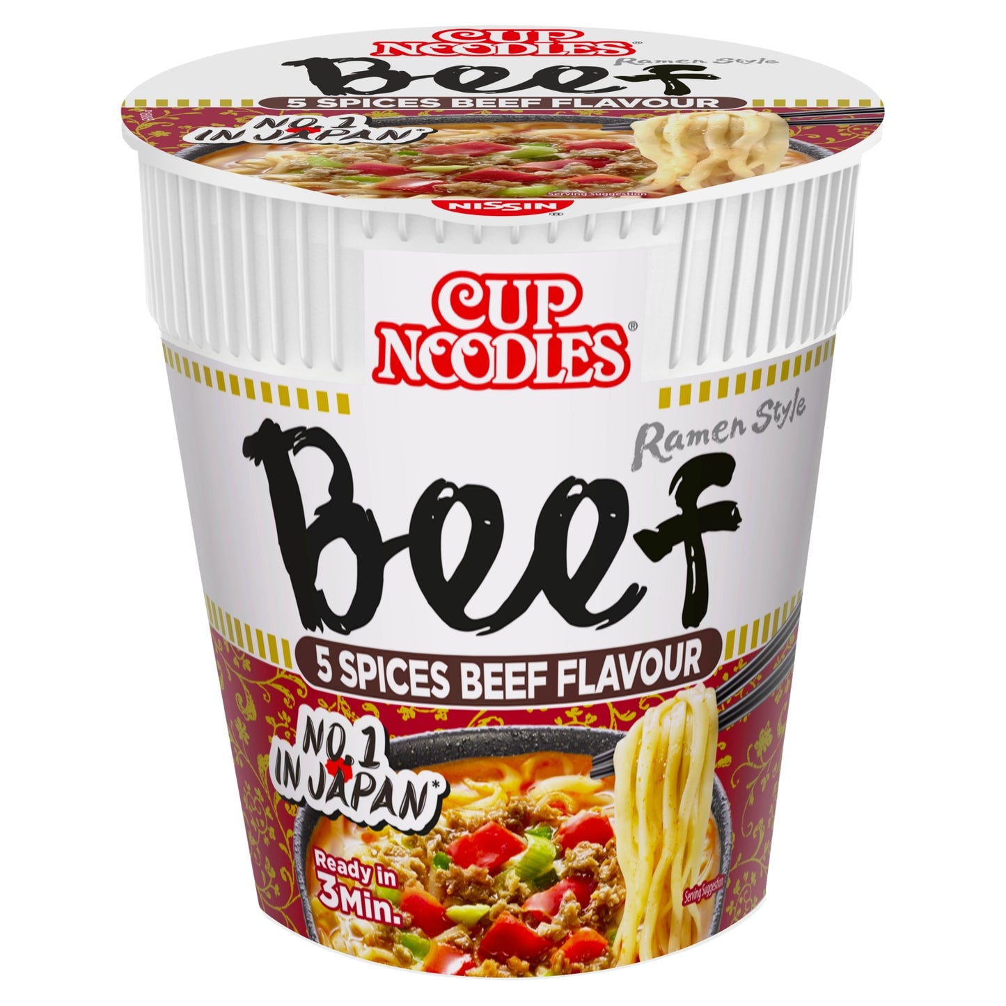 Nissin Cup Noodles 5 Spices Beef Flavour Instant Ramen Style Pot 64g
