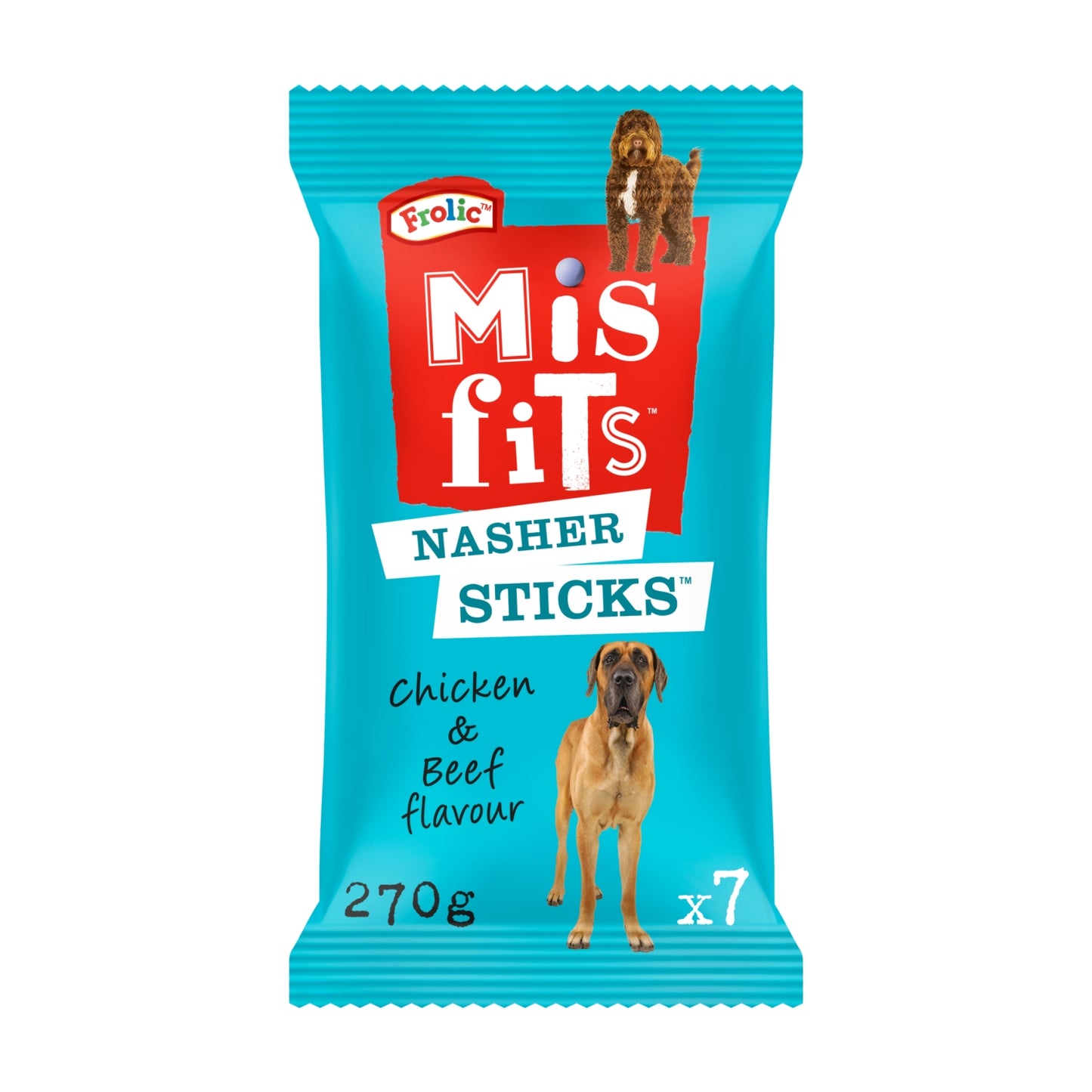 Misfits Nasher Sticks Adult Large Dog Treats with Chicken and Beef 270g