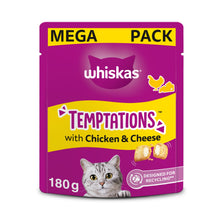 Whiskas TEMPTATIONS™ Adult Cat Treats with Chicken & Cheese 180g