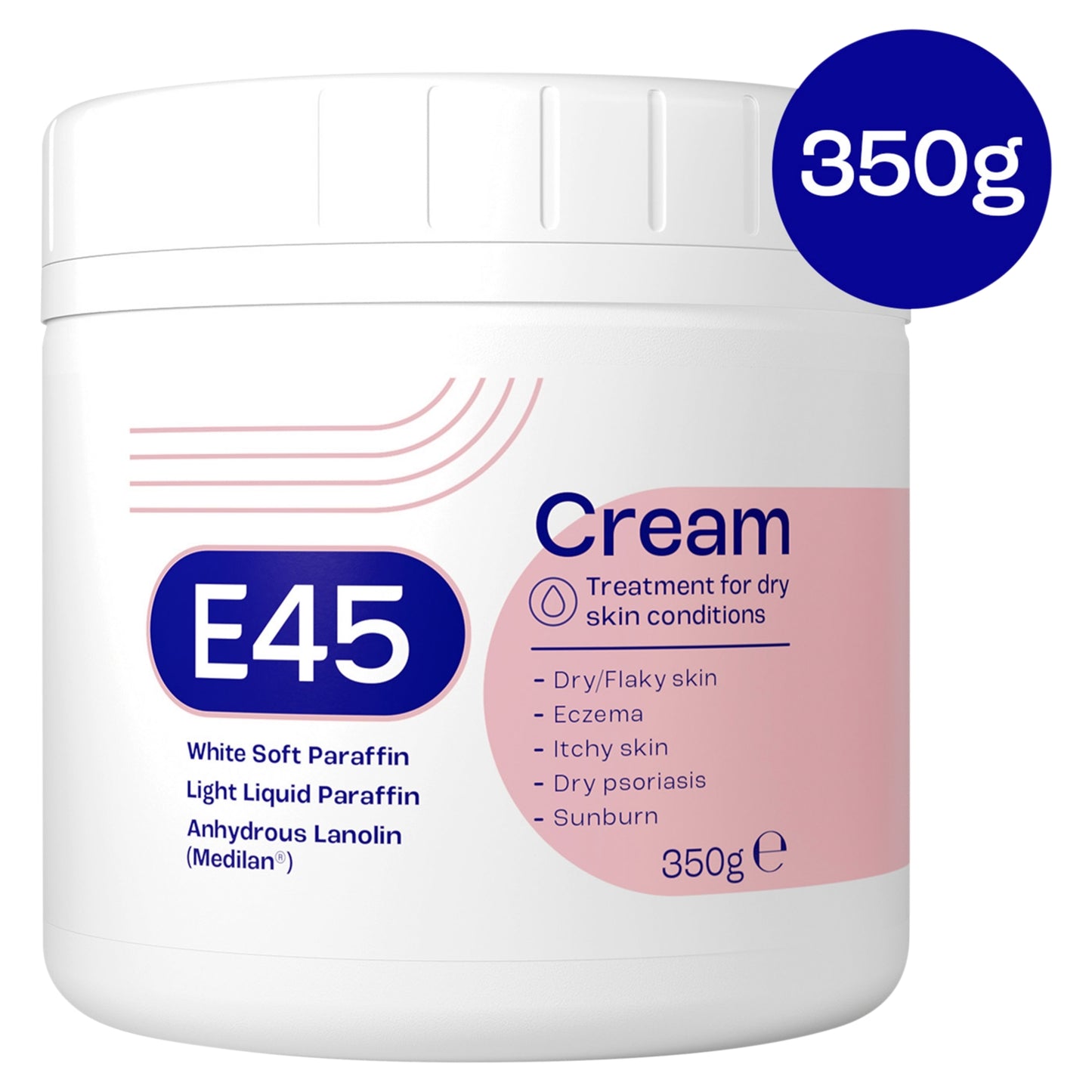 E45 Moisturising Cream for Very Dry Skin, Eczema, Psoriasis & Dermatitis 350g