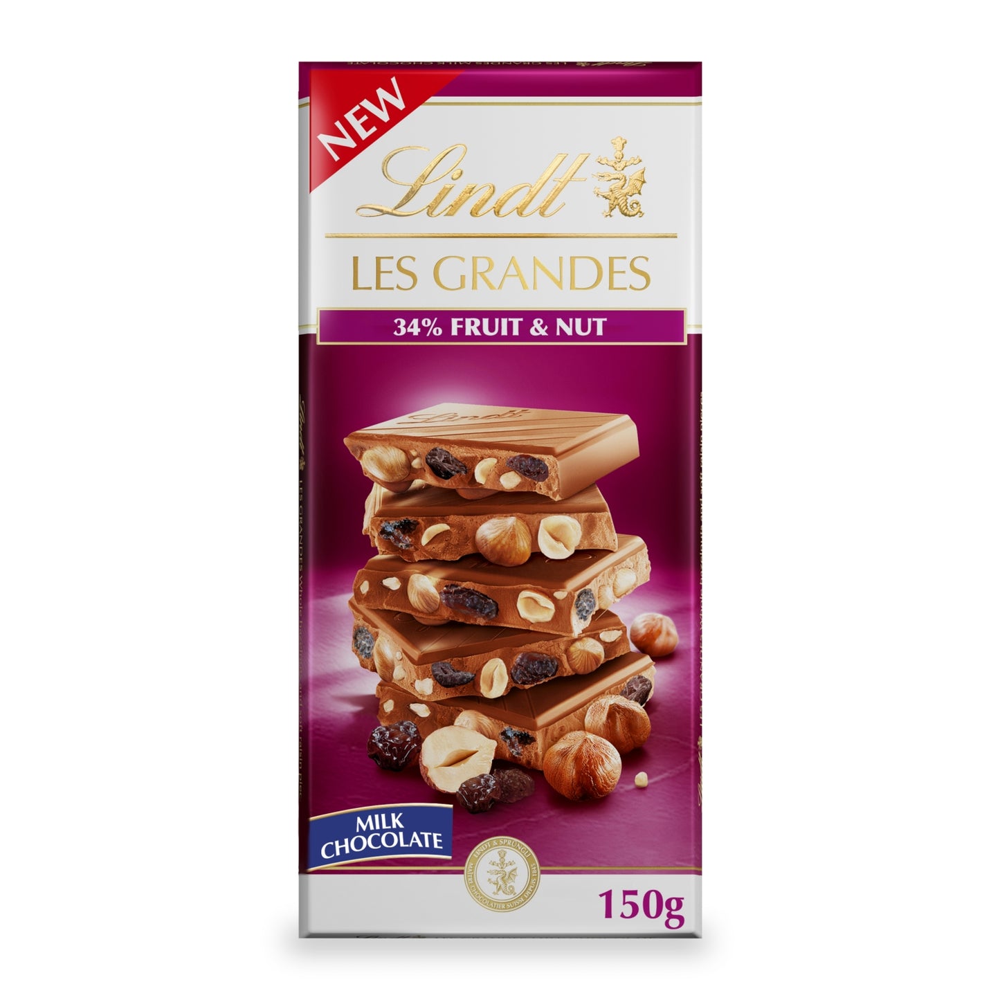Lindt Les Grandes Milk Chocolate Fruit & Nut Bar 150g