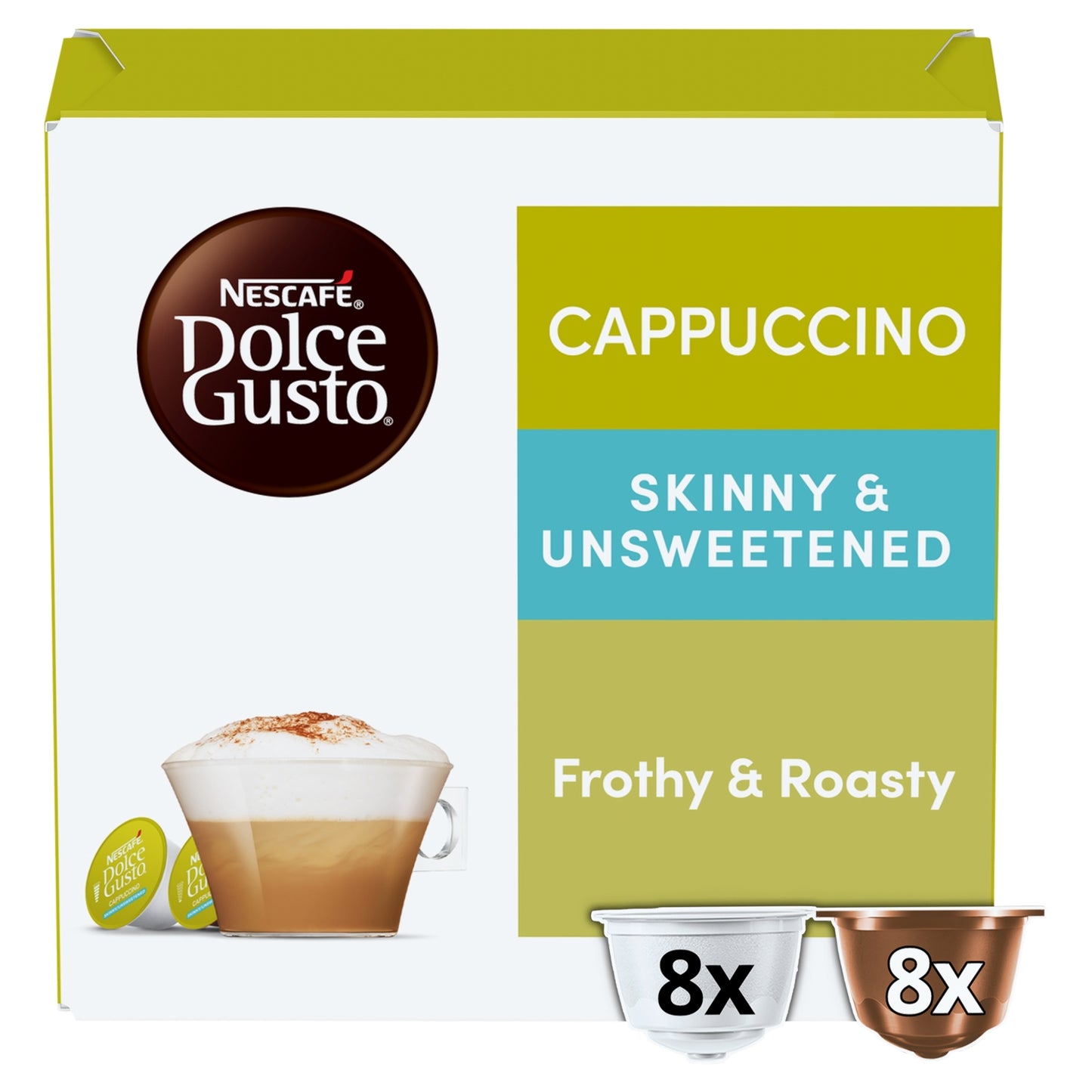Nescafé Dolce Gusto Cappuccino Skinny & Unsweetened Coffee Pods x16 (8 Servings)