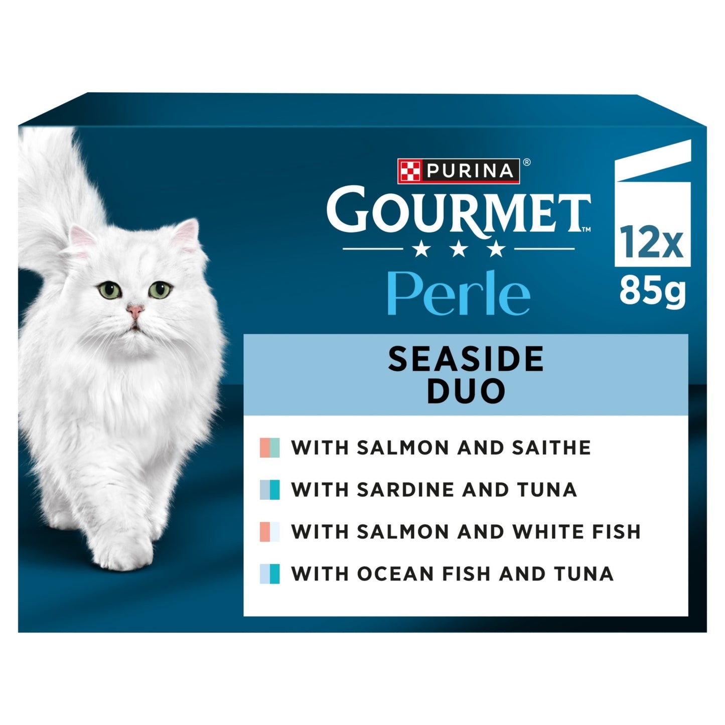 GOURMET Perle Mini Fillets in Gravy Seaside Duo Wet Cat Food 12x85g