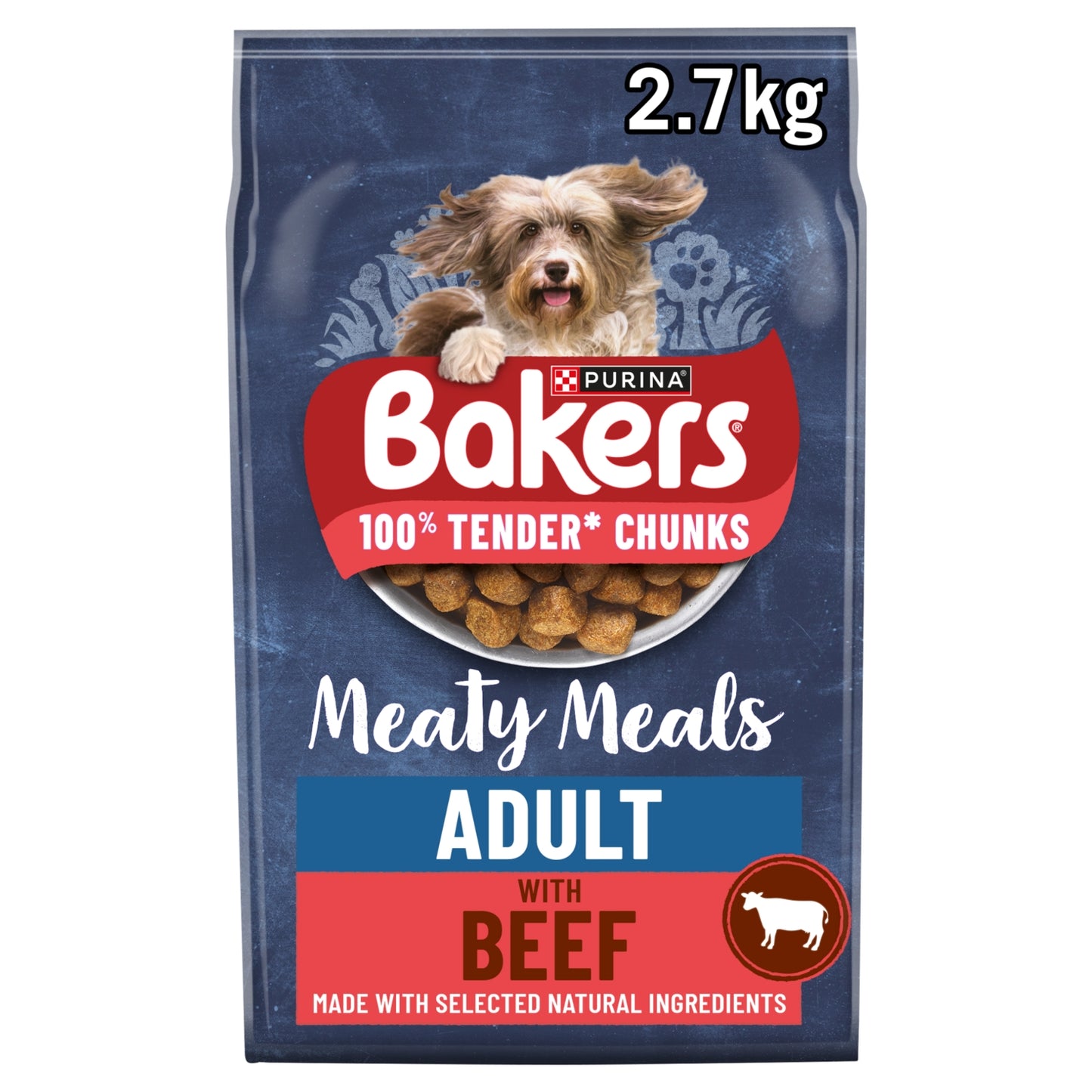 Bakers Meaty Meals Beef Dry Dog Food 2.7kg
