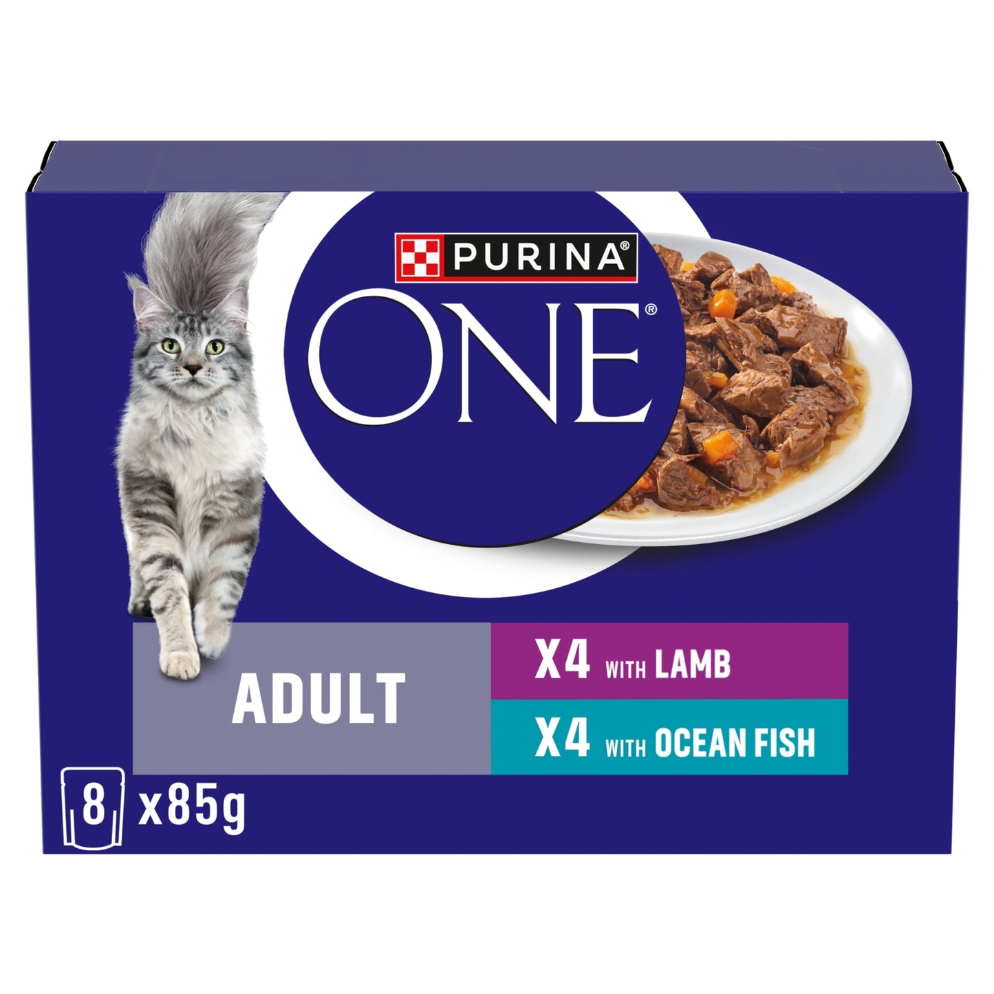Purina ONE PURINA ONE Mini Fillets Ocean Fish and Lamb Wet Cat Food 8x85g