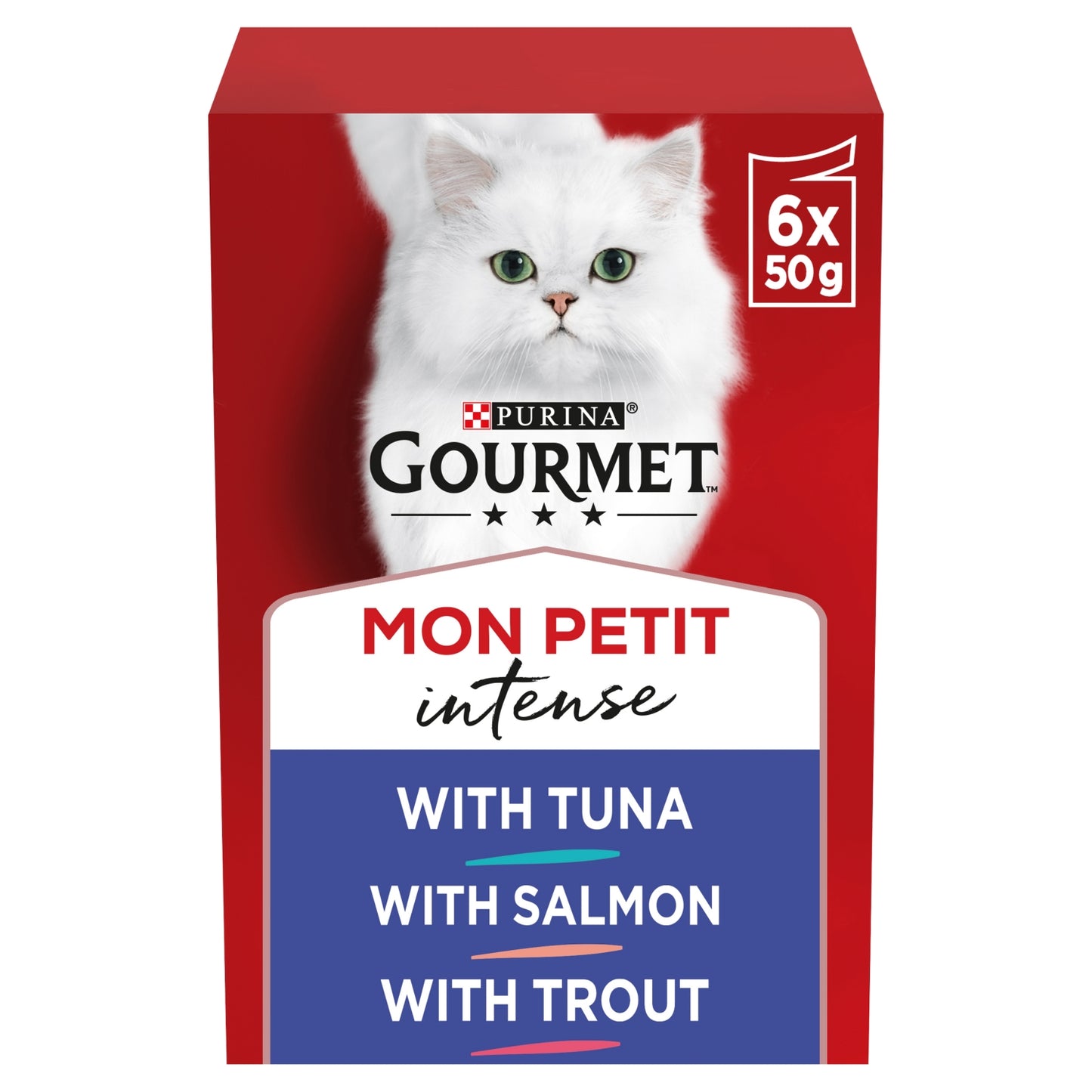 Gourmet Mon Petit Fish Variety Tuna; Salmon; Trout Wet Cat Food 6x50g
