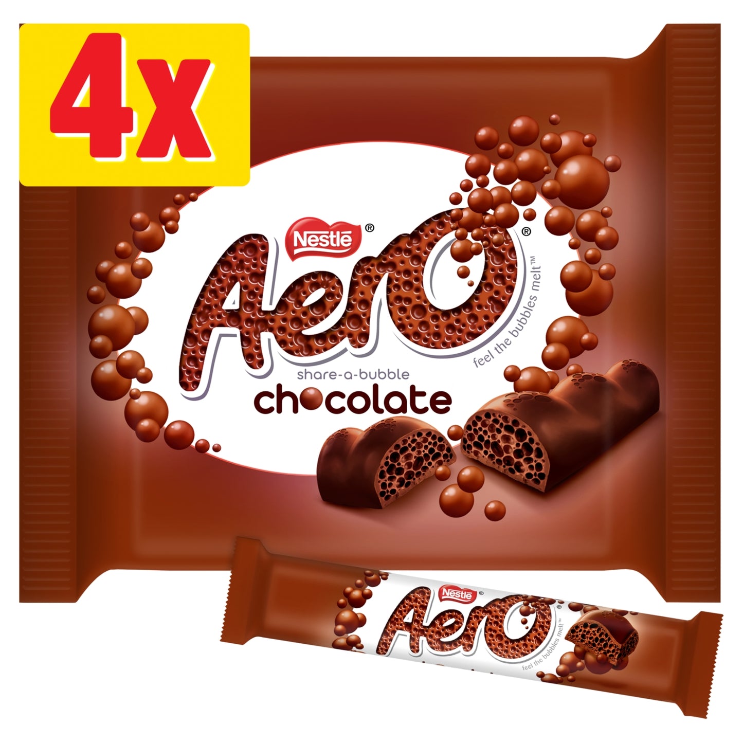 Nestlé Aero Bubbly Milk Chocolate Bar 4 Pack Multipack 108g