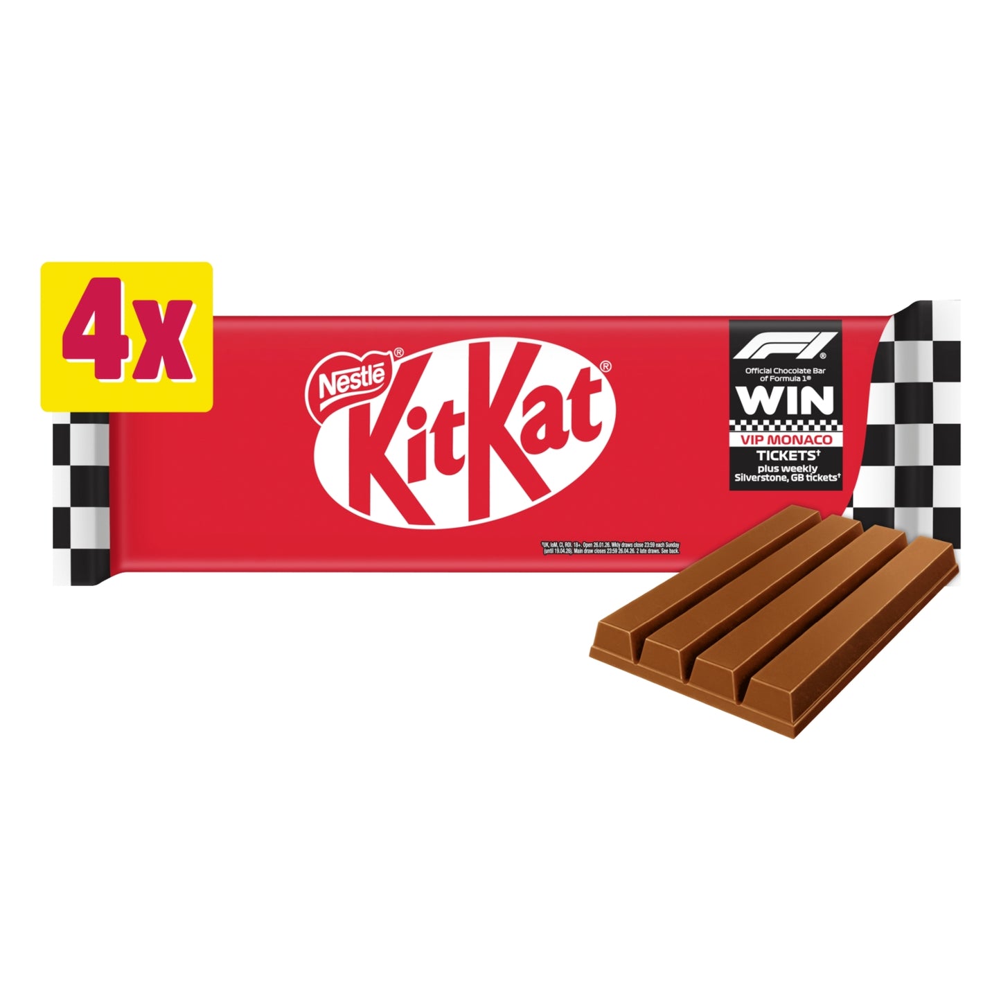KitKat F1 4 Finger Milk Chocolate Biscuit Bar 4 Pack Multipack 166g