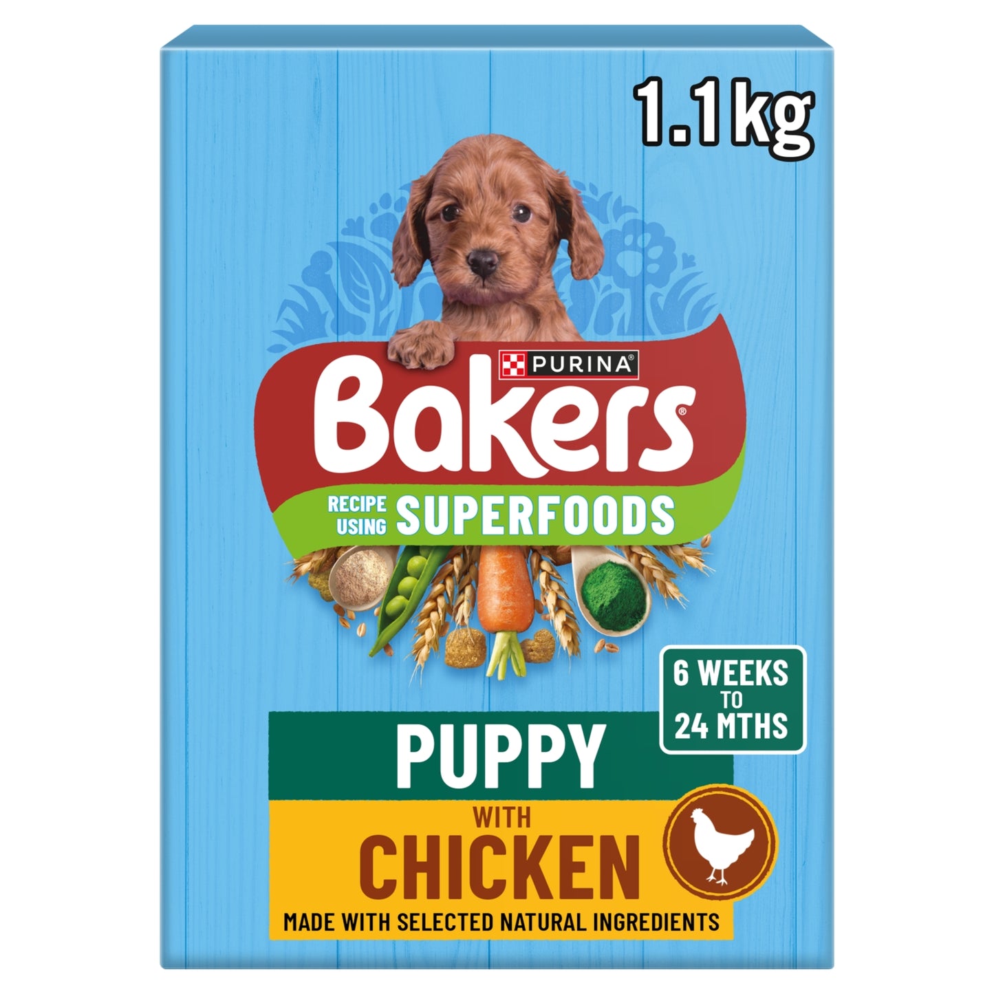Bakers Superfoods Puppy Chicken with Vegetables Dry Dog Food 1.1kg