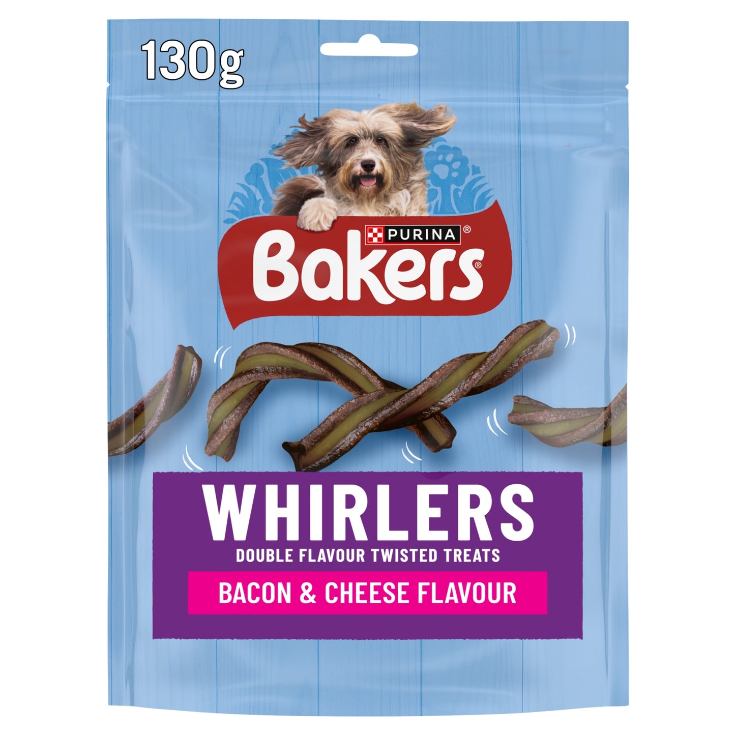 Bakers Whirlers Bacon and Cheese Dog Treats 130g