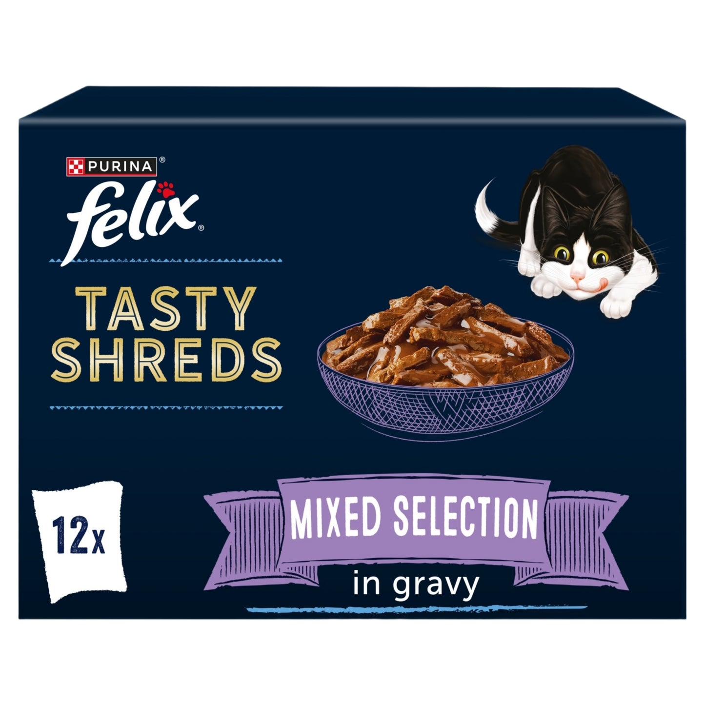 Felix Tasty Shreds Mixed Selection in Gravy Wet Cat Food 12x80g