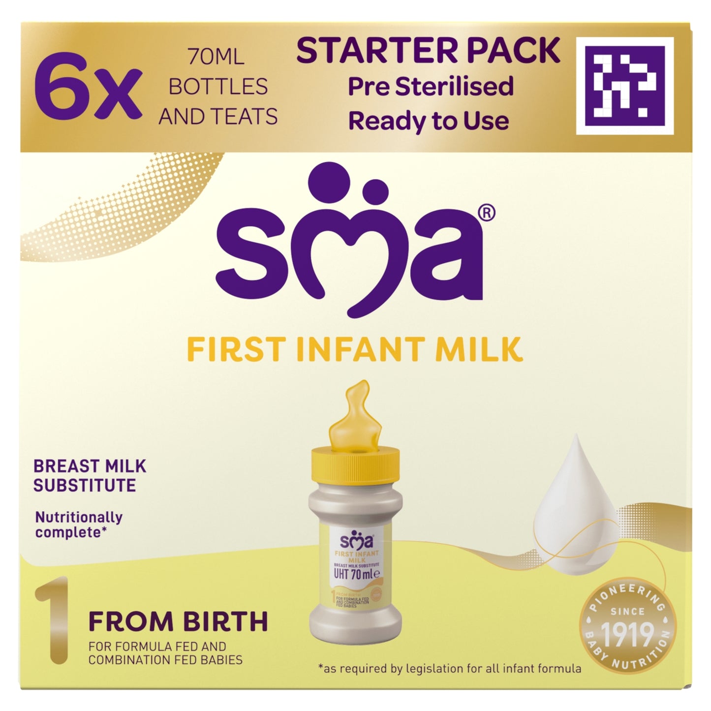 SMA ® 1 First Infant Milk Liquid Formula Starter Pack from birth 6x70ml