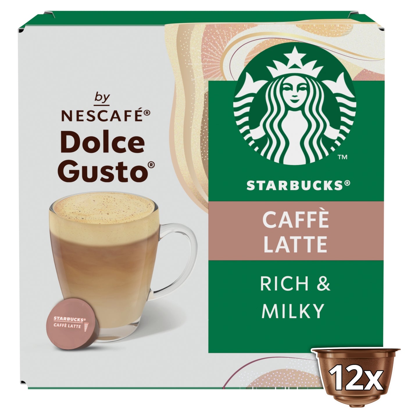 Starbucks ® Caffe Latte By Nescafé Dolce Gusto, Coffee Pods x12 (12 Servings)