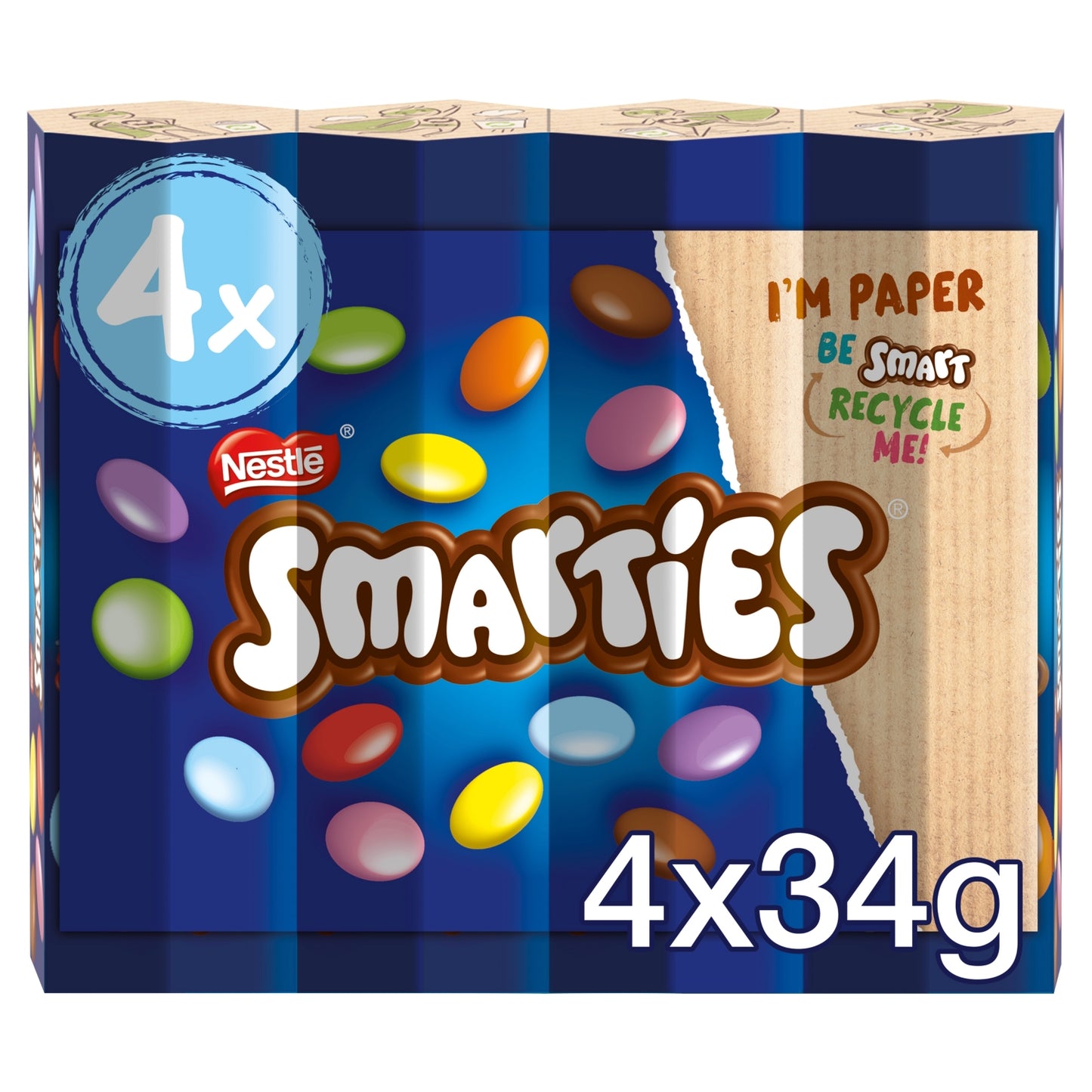 Smarties Milk Chocolate Tube 4 Pack Multipack 136g