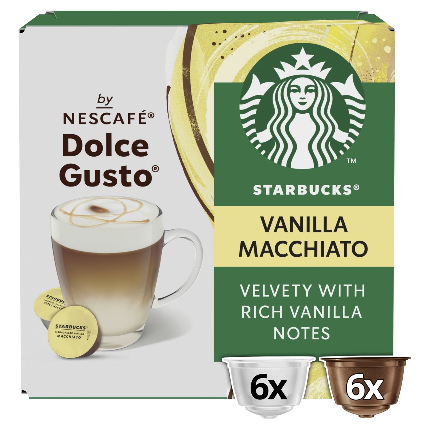 Starbucks ® Madagascar Vanilla Macchiato By Nescafé Dolce Gusto, Coffee Pods x12 (6 Servings)