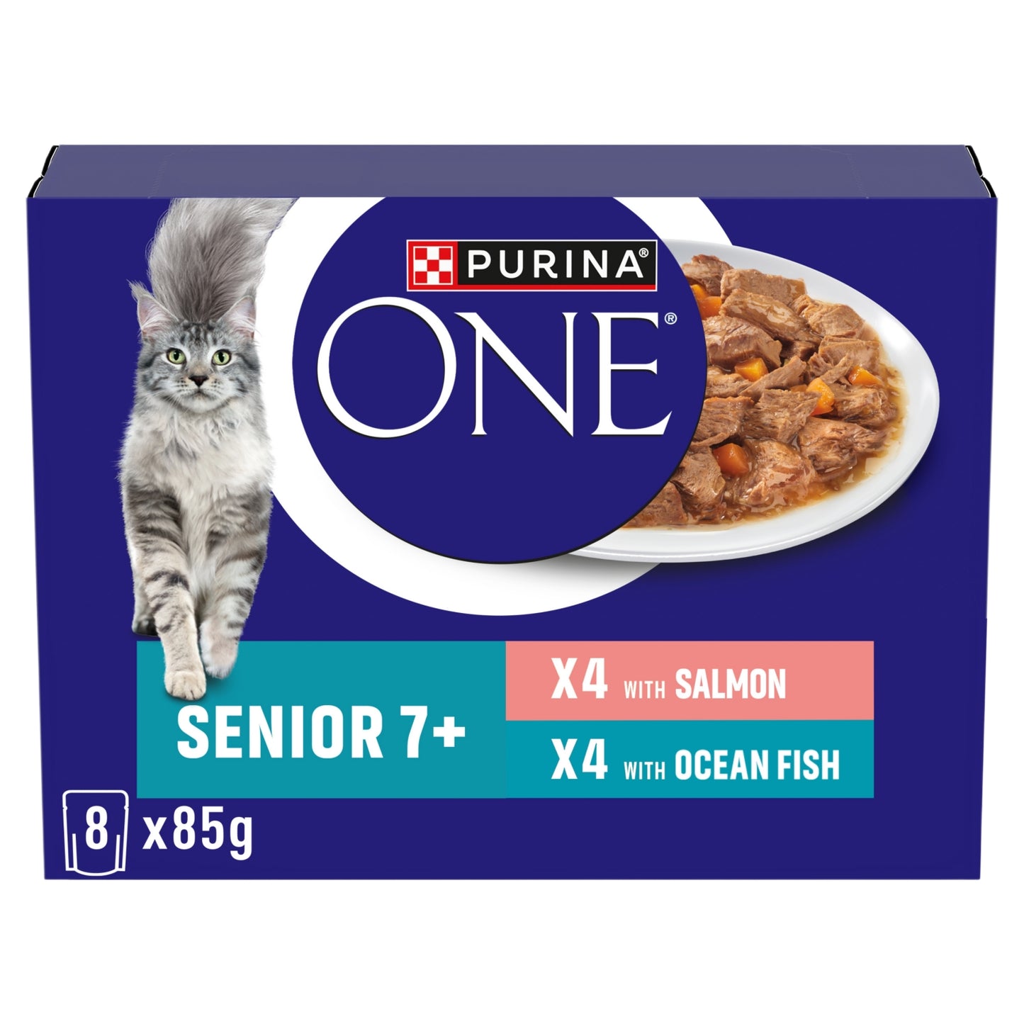 Purina PURINA ONE Senior 7+ Mini Fillets Salmon & Ocean Fish Wet Cat Food 8x85g