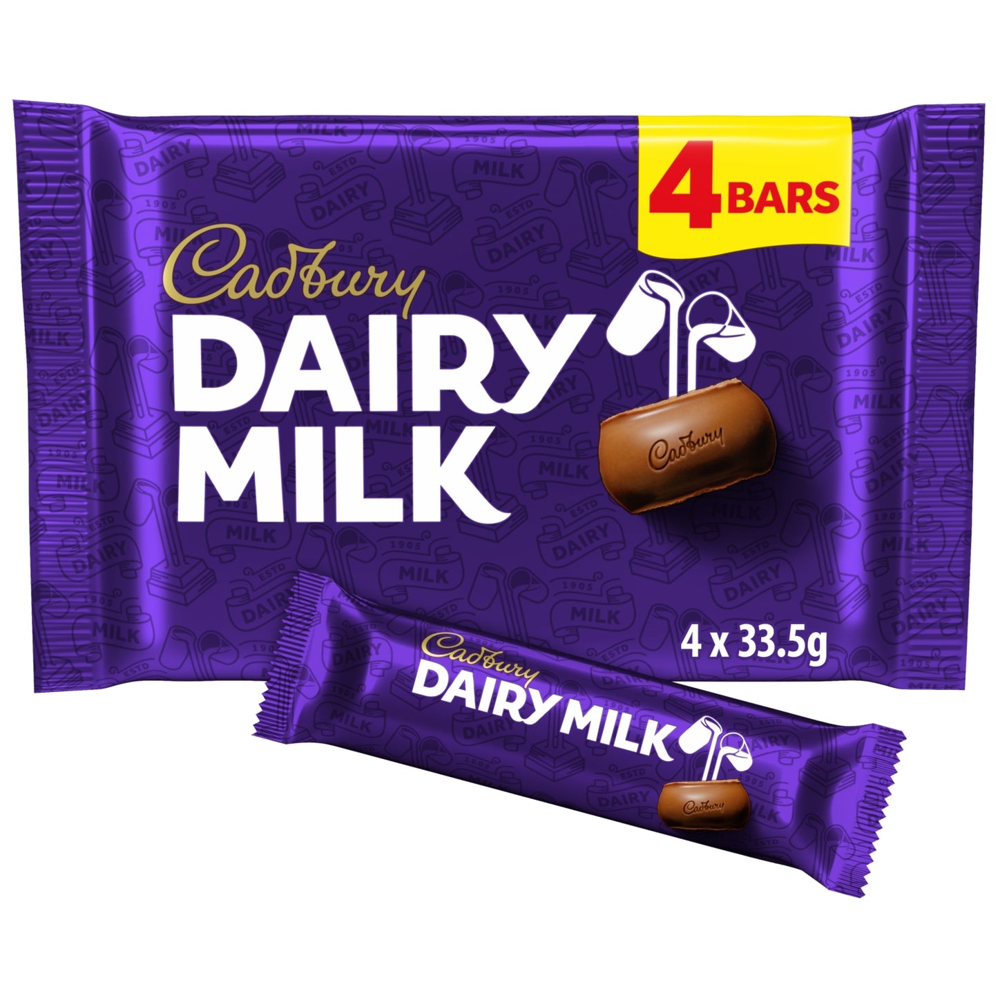 Cadbury Dairy Milk Chocolate Bar 4 Pack Multipack 134g (4 x 33.5g)