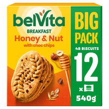 Belvita Honey & Nut with Chocolate Chip Cereal Biscuit Snack Bars Multipack 540g (12 x 45g)