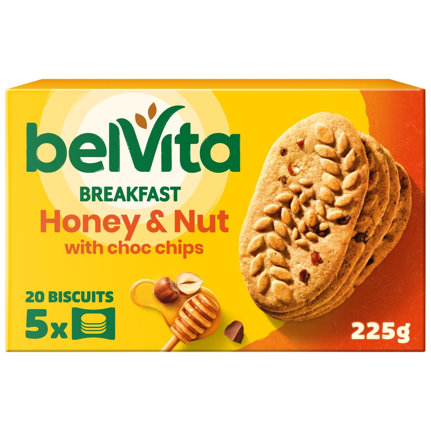 Belvita Honey & Nut with Chocolate Chips Cereal Snack Bars Multipack 225g (5 x 45g)
