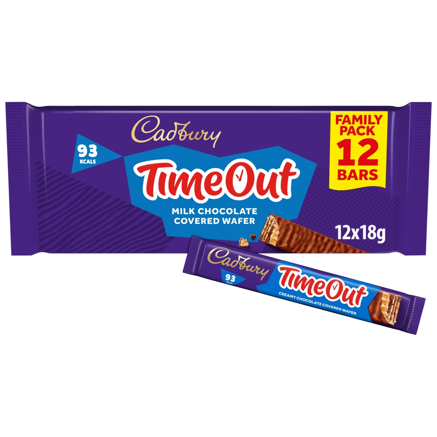 Cadbury Timeout 12-pack Milk Chocolate Wafer Biscuit Bars Multipack (12x 18g bars) 216 g