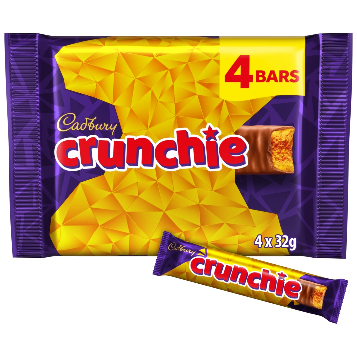 Cadbury Crunchie Chocolate Bar 4 Pack Multipack 128g (4 x 32g)