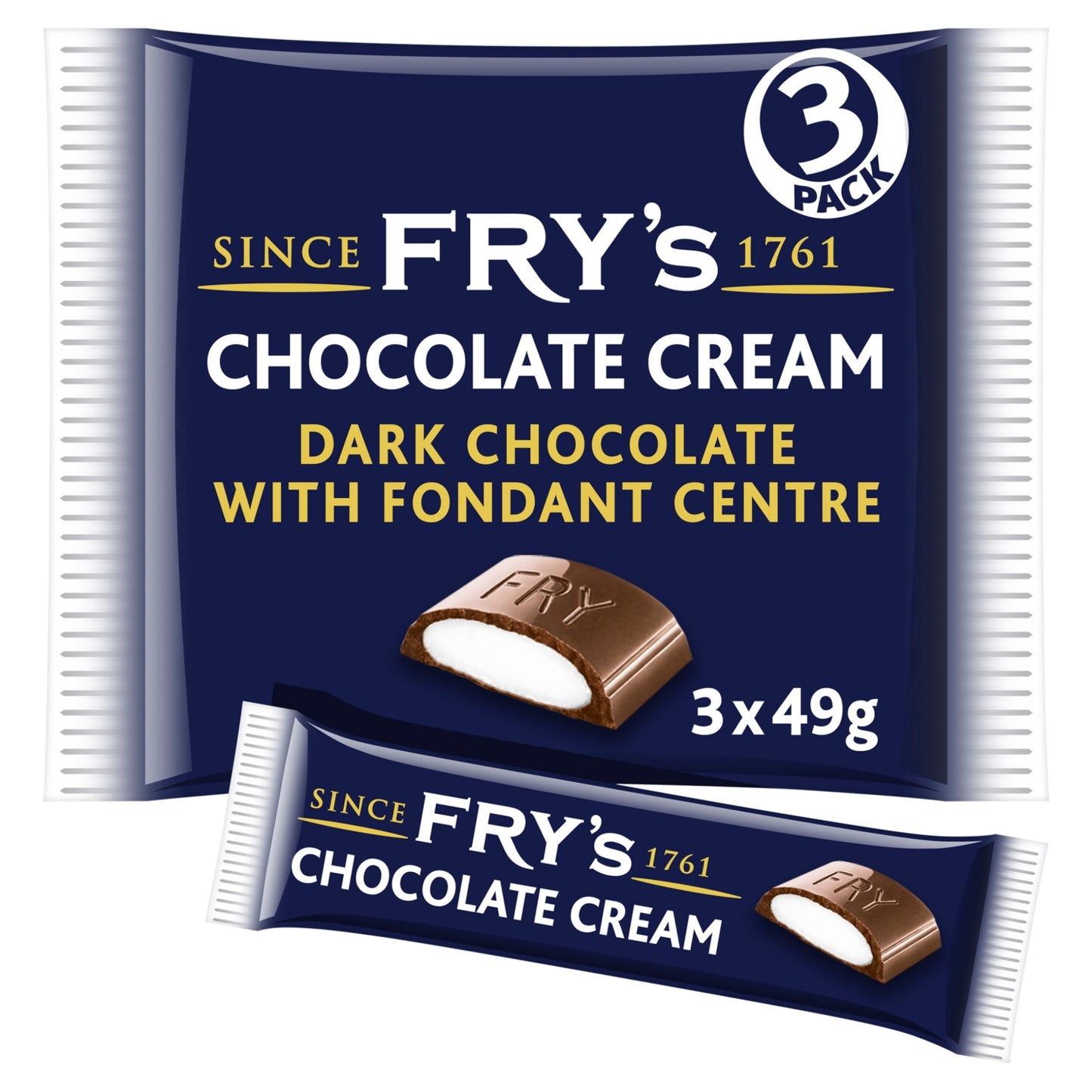 Fry's Chocolate Cream Chocolate Bar 3 Pack Multipack 147g (3 x 49g)