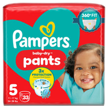 Pampers Baby-Dry Nappy Pants Size 5, 33 Nappies, 11kg-17kg, Essential Pack