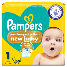 Pampers Premium Protection New Baby Size 1, 50 Nappies, 2kg-5kg, Essential Pack