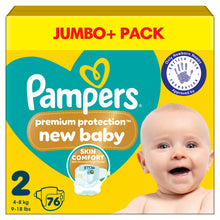 Pampers Premium Protection New Baby Size 2, 76 Nappies, 4kg-8kg, Jumbo+ Pack