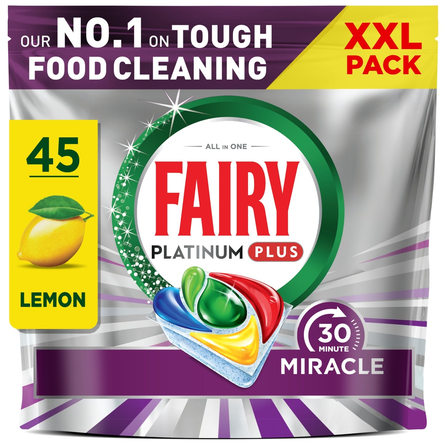 Fairy 30 Minute Miracle Platinum Plus Dishwasher Tablets 45 Capsules
