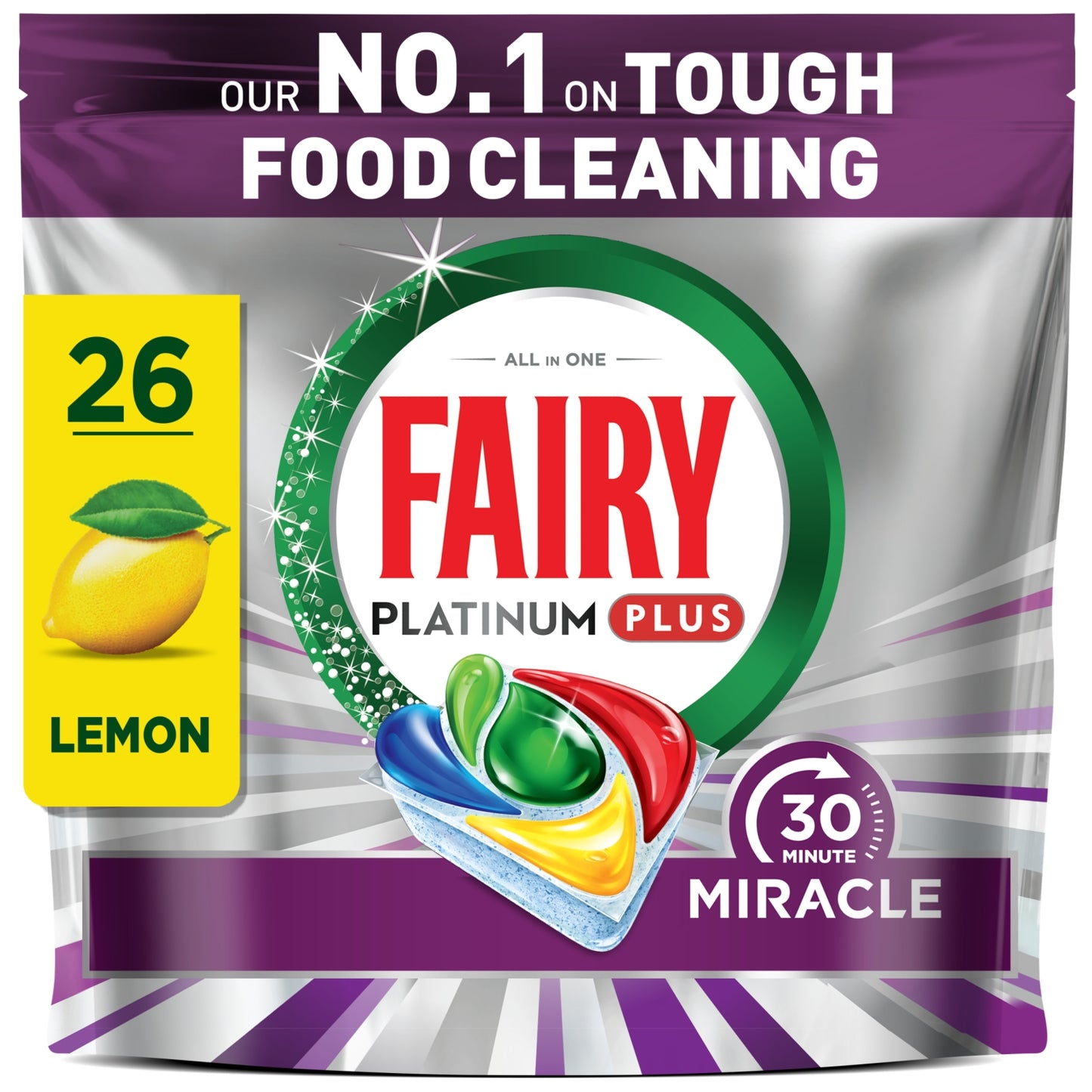 Fairy 30 Minute Miracle Platinum Plus Dishwasher Tablets 26 Capsules