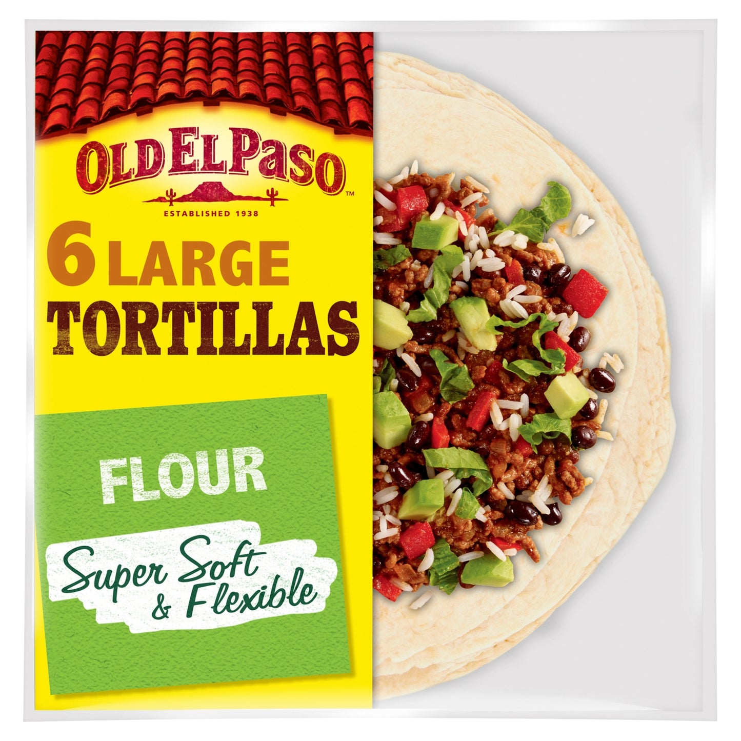 Old El Paso Large Super Soft Flour Tortillas Wraps 6 Pack 350G