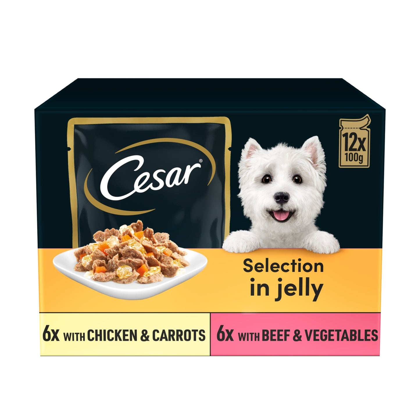 Cesar Deliciously Fresh Wet Dog Food Pouches Mixed Selection in Jelly 12 x 100g
