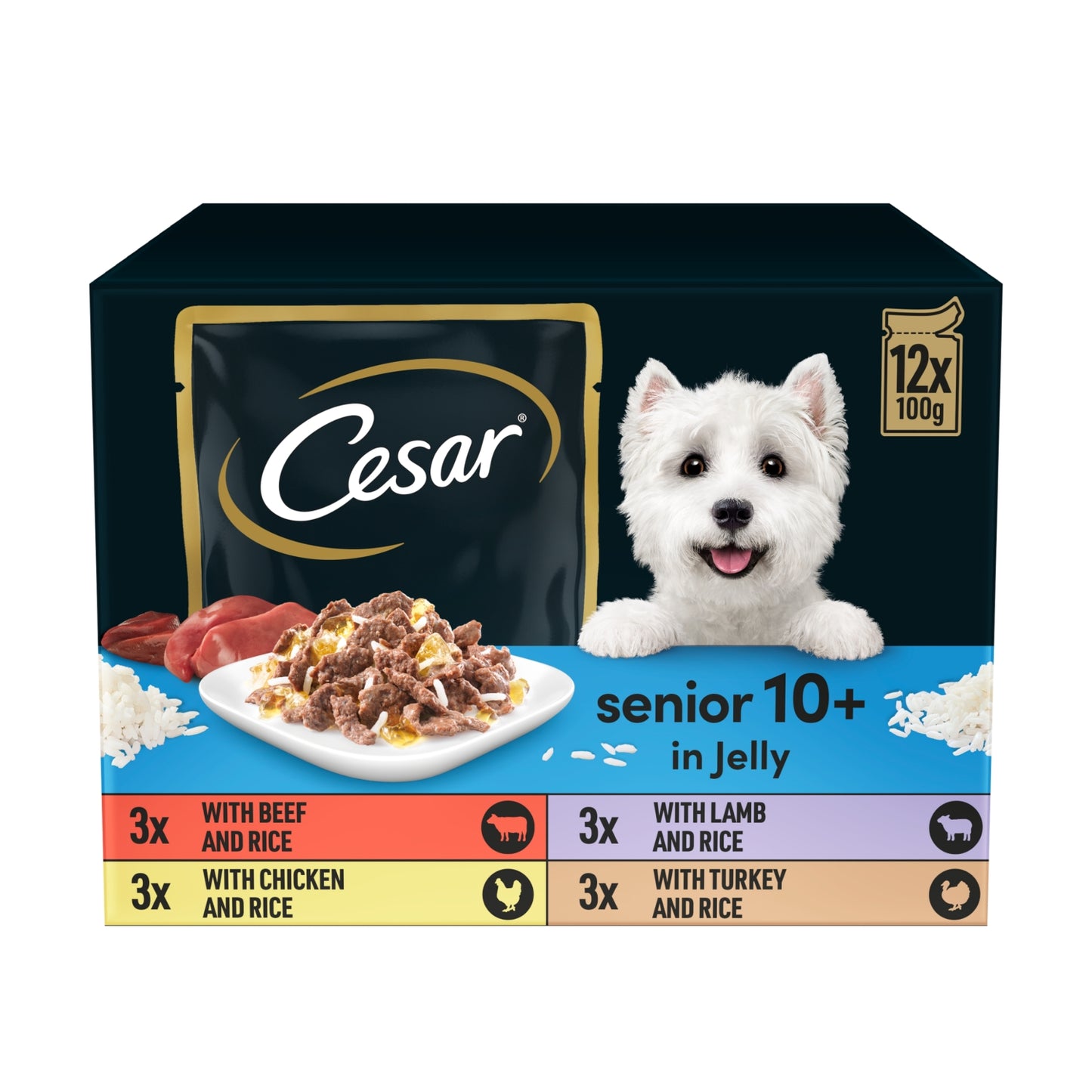 Cesar ® Senior Wet Dog Food Pouches Mixed Selection in Jelly 12 x 100g