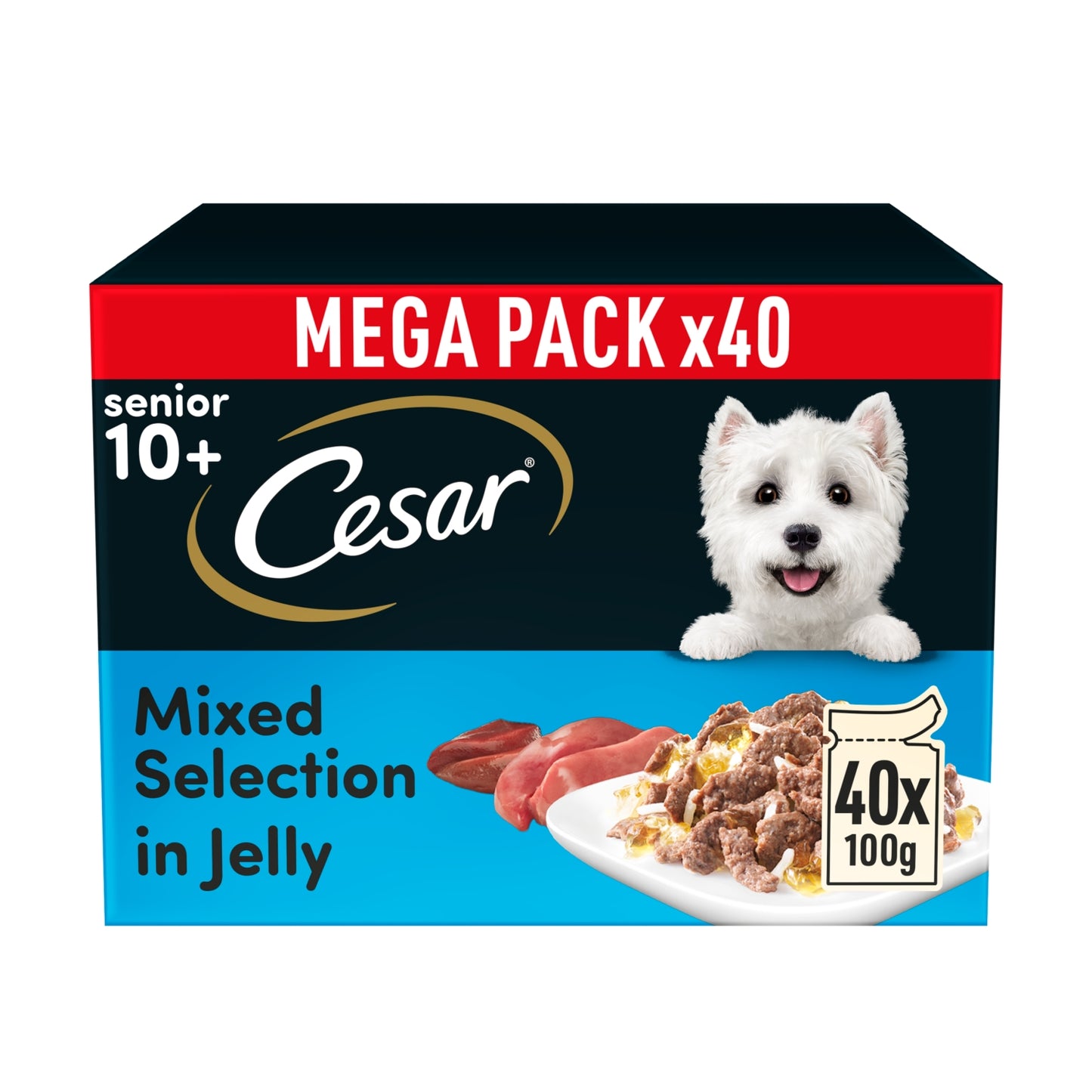 Cesar Selection Senior Wet Dog Food Mixed Selection in Jelly 40 x 100g Pouch
