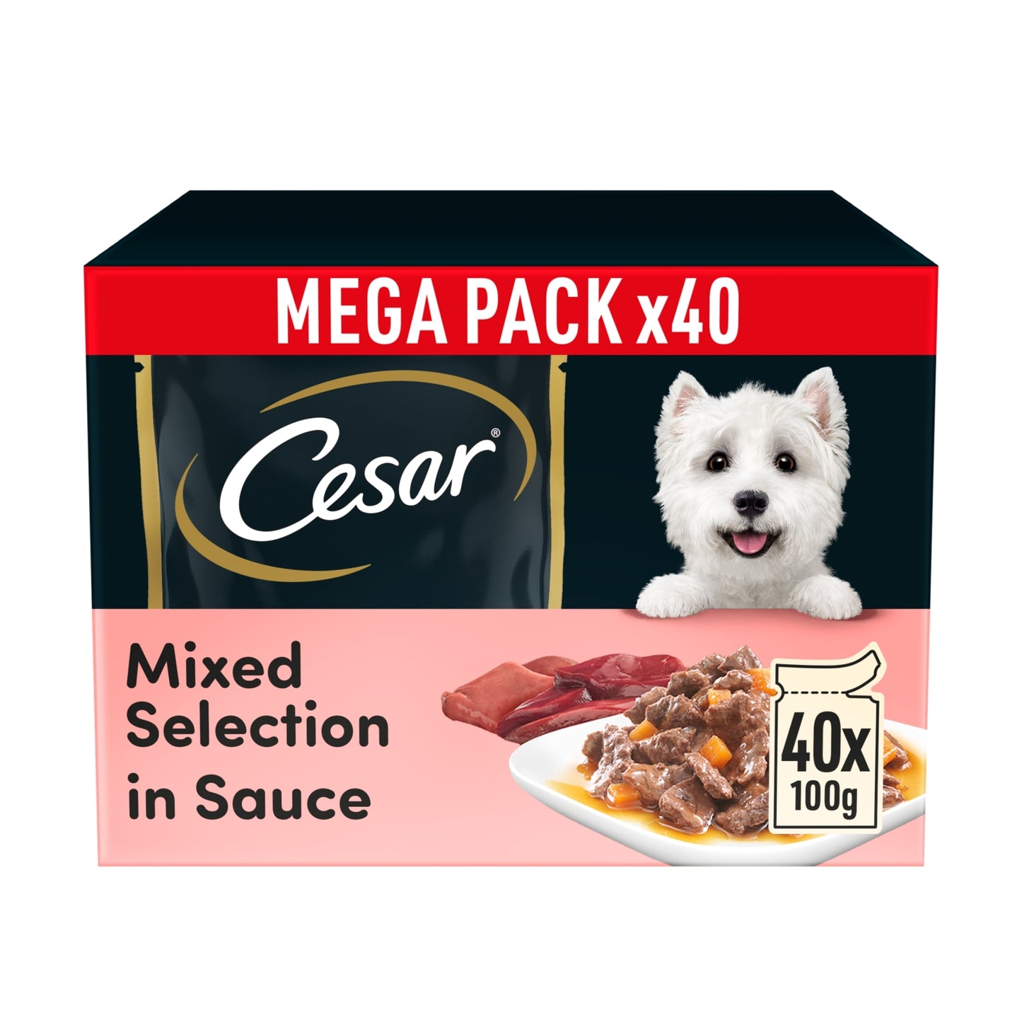 Cesar Selection Adult Wet Dog Food Mixed Selection in Sauce 40 x 100g Pouch