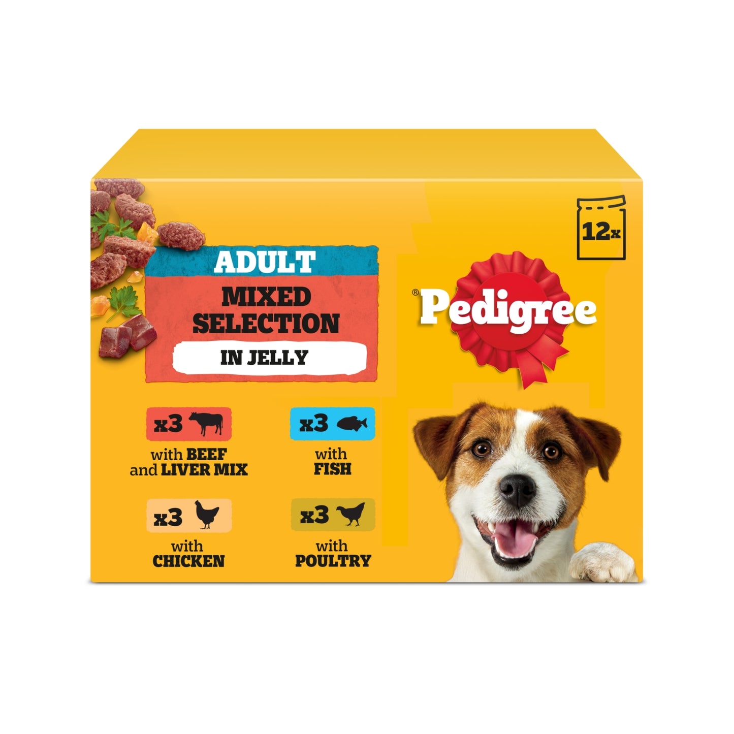Pedigree ® Adult Wet Dog Food Mixed Selection in Jelly 12 x 100g Pouch