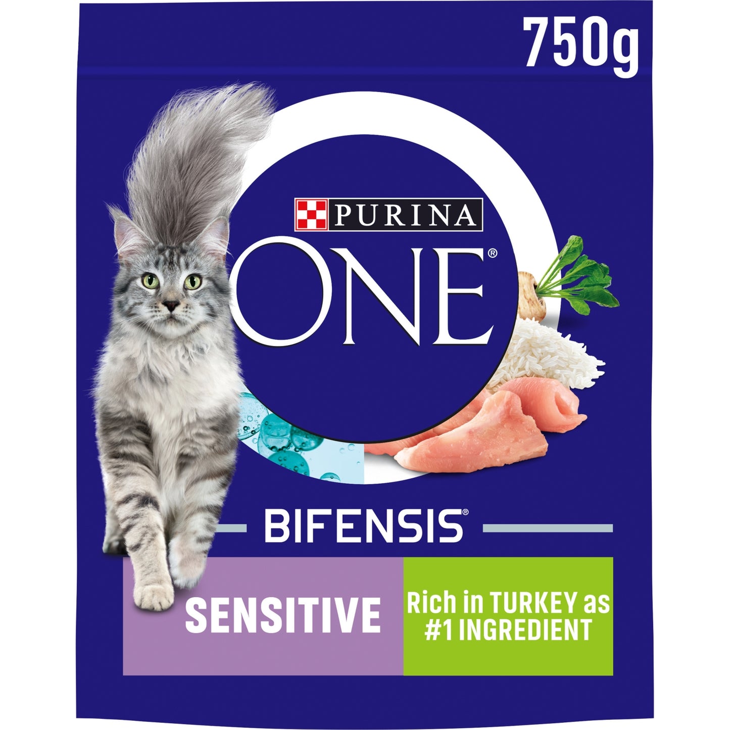 Purina ONE Sensitive Turkey Dry Cat Food 750g
