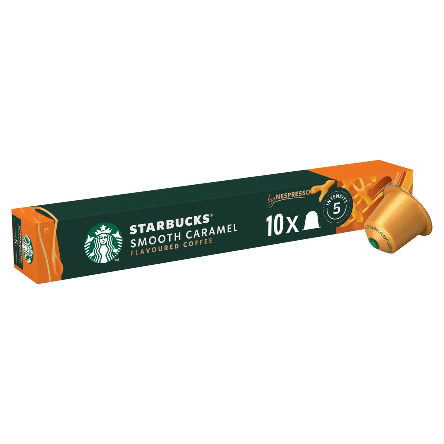 STARBUCKS® Smooth Caramel Flavoured coffee by NESPRESSO, Blonde Roast Coffee, 53g box of 10