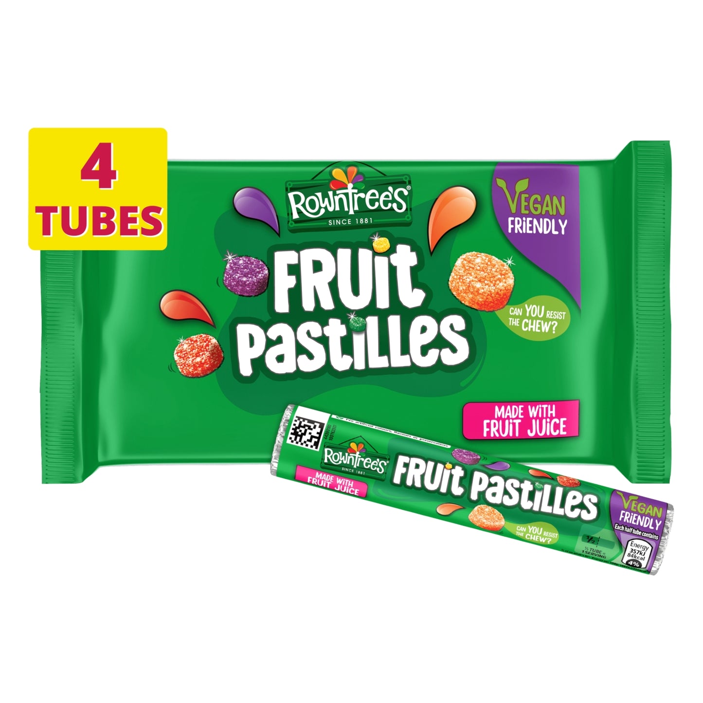 Rowntree's Fruit Pastilles Sweets 4 Pack Multipack 164g